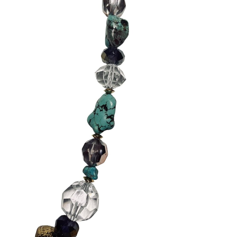 Carol Dauplaise Chunky Bead Necklace W/Turquoise Purple And Gold Accents (6301) - Picture 4 of 8